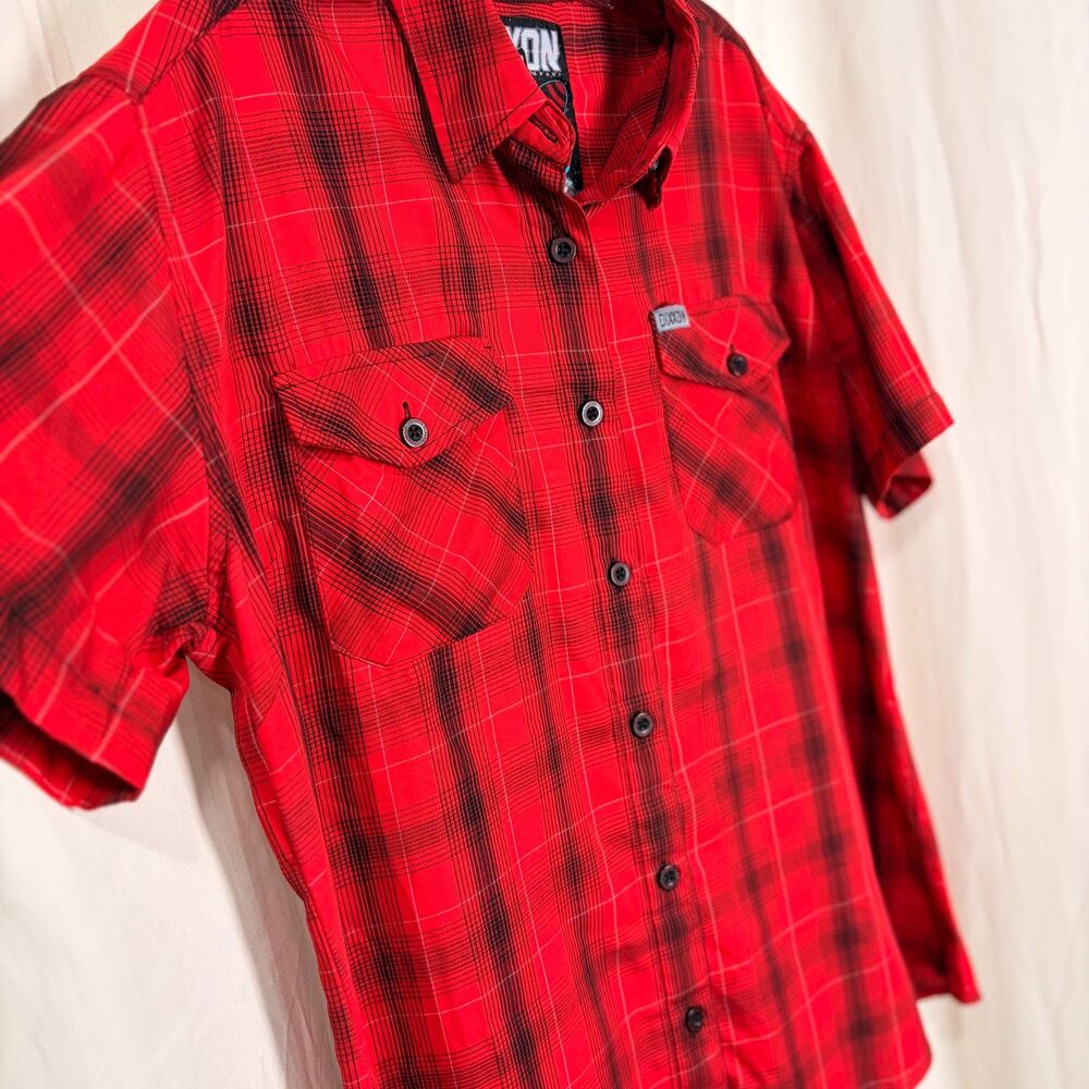 Dixxon The Rocket Bamboo Shirt Womens 2X Red Black Plaid Short Sleeve DLux